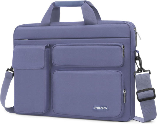 MOSISO Laptop Shoulder Bag, Computer Bag with 2 Raised&1 Flapover&1 Horizontal Pocket&Handle&Belt
