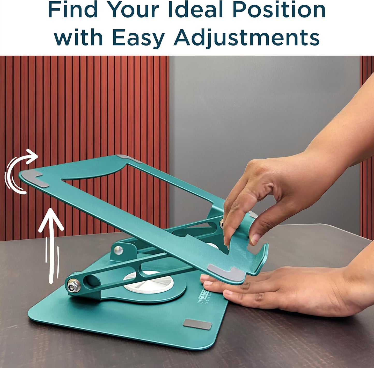 Uncaged Ergonomics Swivel Laptop Stand for Desk, Adjustable Computer iPad Stand for Desk w/ 360 Rotation, Portable Laptop Holder for Home Office Ergonomic Supplies (Ocean Blue)