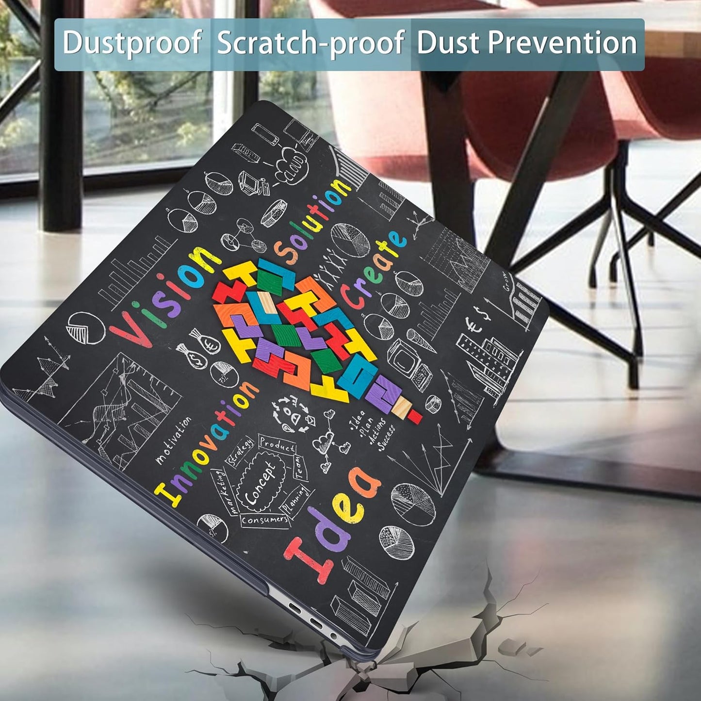 Mektron for MacBook Pro 16 inch Case A2141 with Touch Bar and Touch ID (2020 2019 Release), Geometric Blackboard Hard Shell Case Cover with Keyboard Skin & Screen Protector & Dust Plug