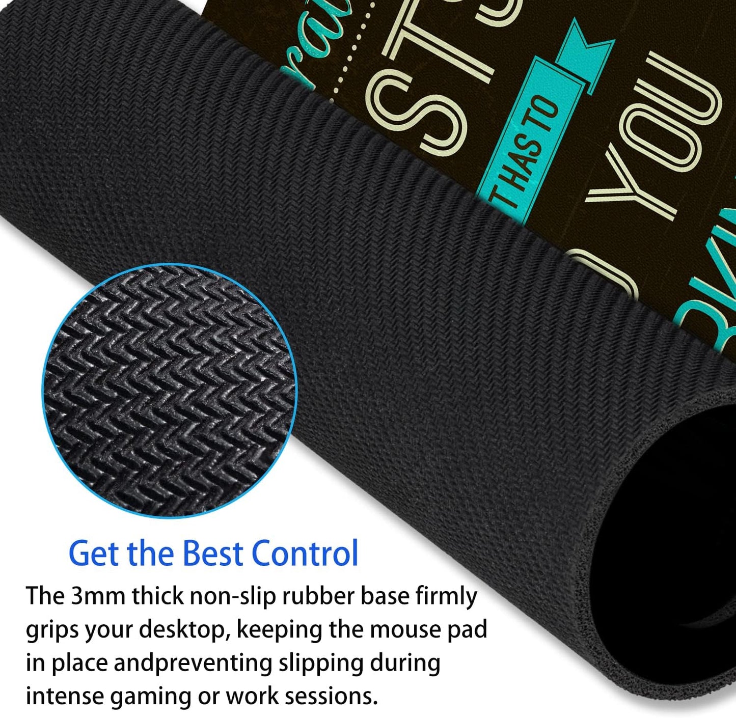 Inspirational Work Quotes Mouse Pad Personalized Design, Non-Slip Surface, Rubber Base, Small Office Desk Pad for Computers and Laptops