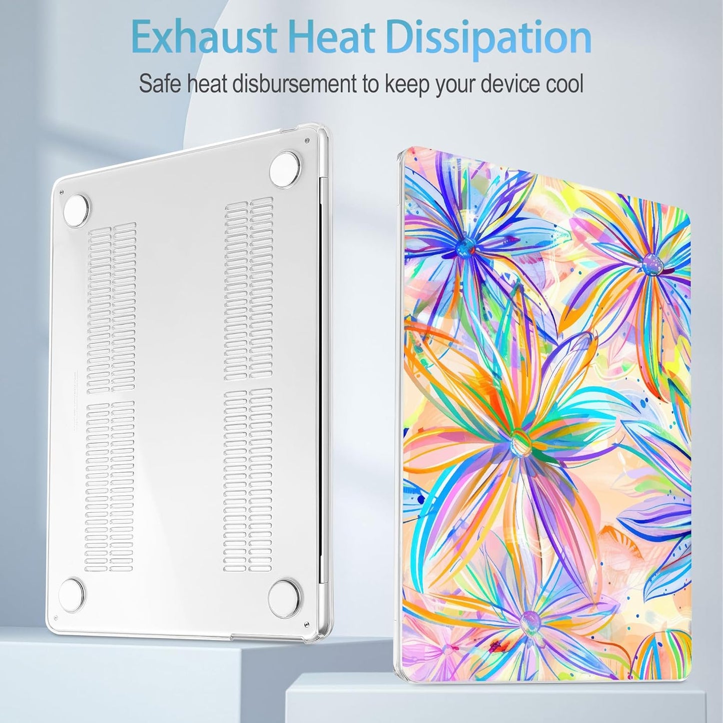 Mektron for 2025 M4 MacBook Air 13.6 Inch A3240 Case Fits 2023 A2681 M2 2024 A3113 M3 Chip with Liquid Retina Display, Printed Plastic Hard Shell Cover for MacBook Air 13.6", Watercolor FlowerC328