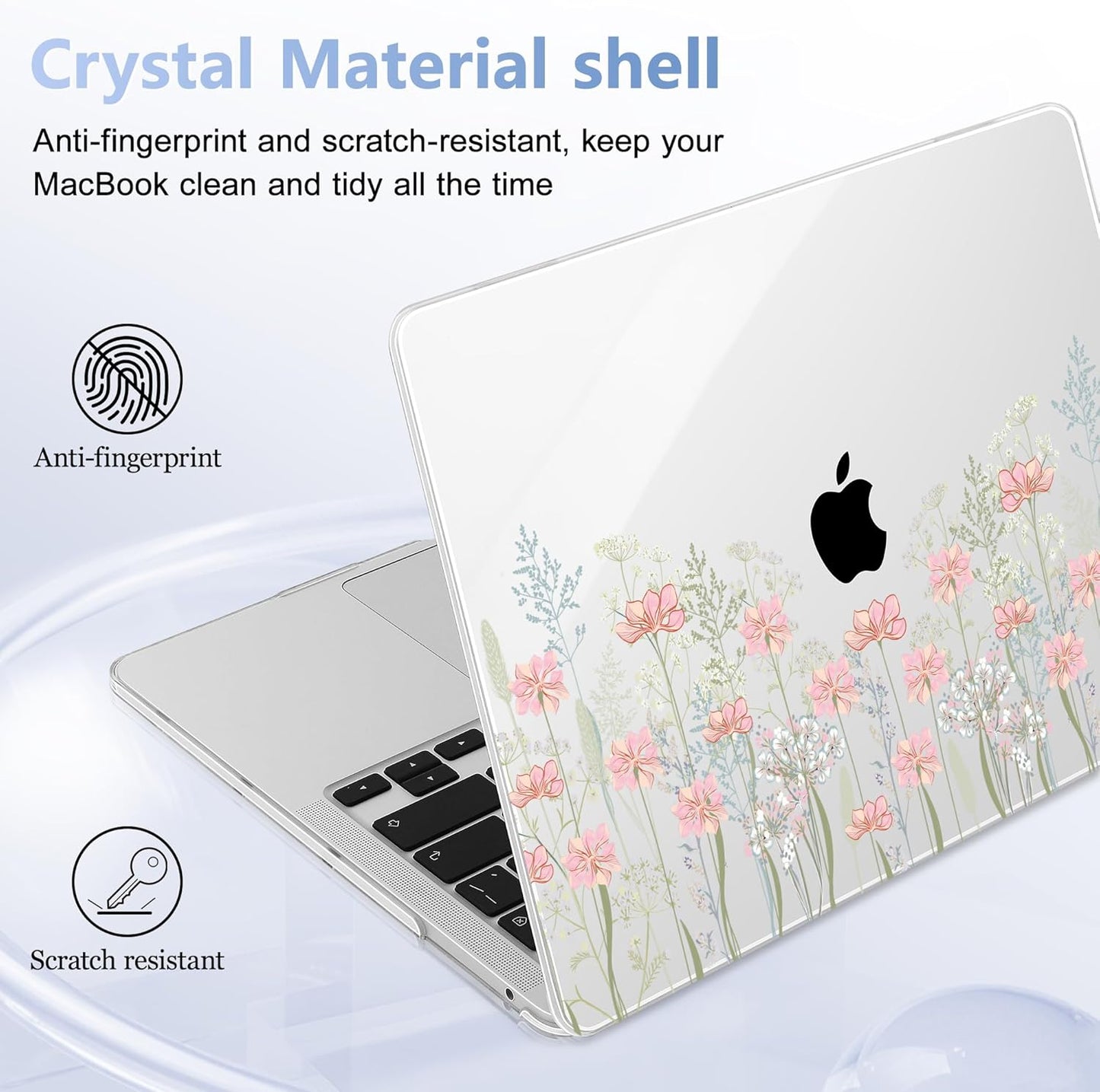 Case for MacBook Pro 13 inch with/Without Touch Bar (2016-2022, M2 A2338 M1 A2289 A2251 A2159 A1989 A1706 A1708), Hard Shell + Keyboard Cover + Dust Plug, Floral C322