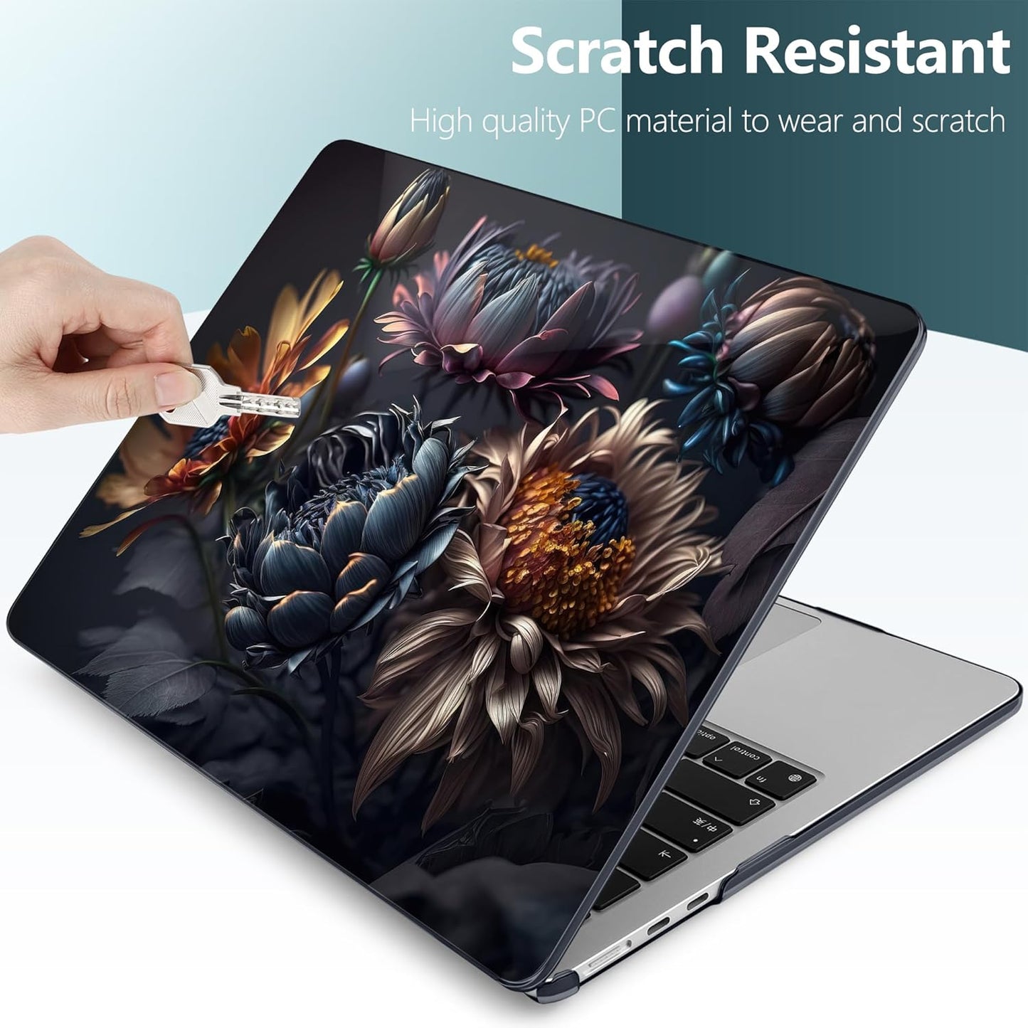 TWOLSKOO Compatible with M4 MacBook Air 15 inch Case 2025-2023 Released Model M4 A3241 M3 A3114 M2 A2941, Plastic Hard Shell & Screen Protector & Keyboard Cover & Trackpad Film, Blossom Floral