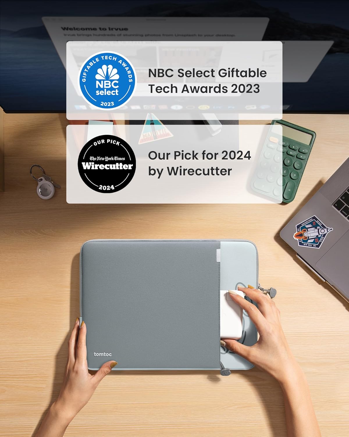 tomtoc 360° Protective Laptop Sleeve for 13-inch New MacBook Air M4/A3240 2025, M3/A3113, M2/A2681 M1/A2337 A2179 A1932, 13-inch MacBook Pro M2/A2686 M1/A2338, Water-Resistant Computer Case Bag