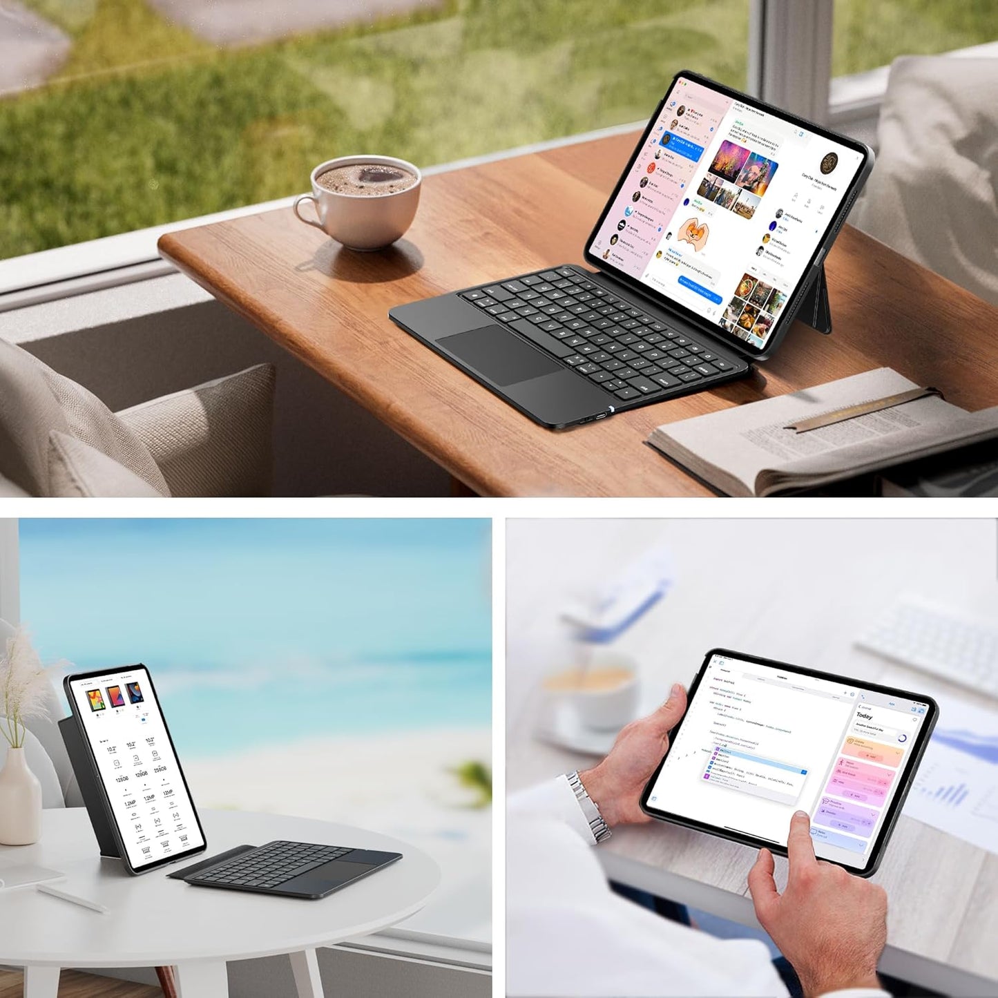 Detachable Keyboard Case for Apple iPad Air 11-inch (M3-M2) 2025 & iPad Air 5/4th Gen & iPad Pro 11 inch (4th-1st): Wireless Backlit Keyboard with Trackpad, Magnetic Protective Cover