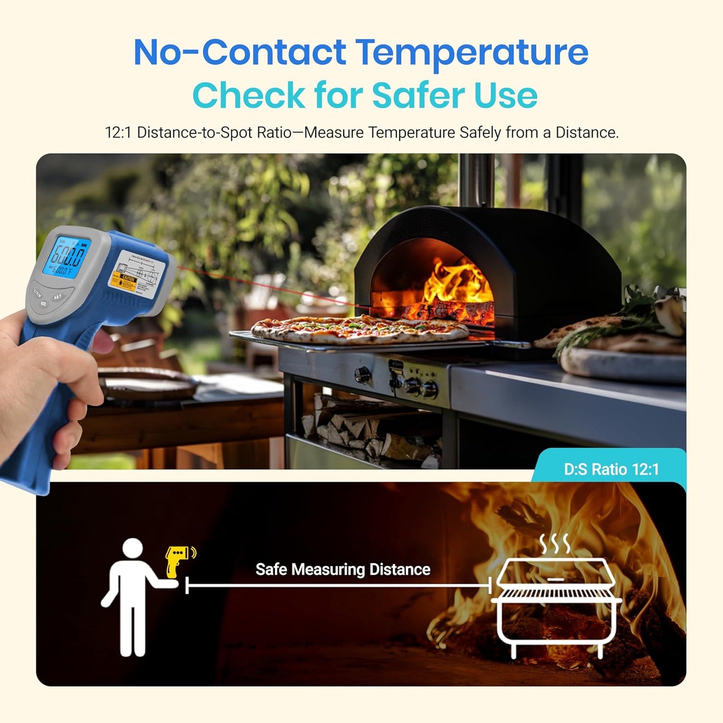 Etekcity Infrared Thermometer Upgrade 774, Heat Temperature Temp Gun for Cooking, Laser IR Surface Tool for Pizza, Griddle, Grill, HVAC, Engine, Accessories, -58°F to 842°F, Blue