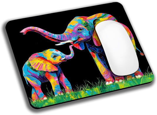 Colorful Art Animal Elephant Mouse Pads for Desk, Portable Wireless Computer Mouse pad Small Design with Women, Non-Slip Rubber Base Laptop Mousepad 9.5" x 7.9" Smooth Surface for Office & Travel