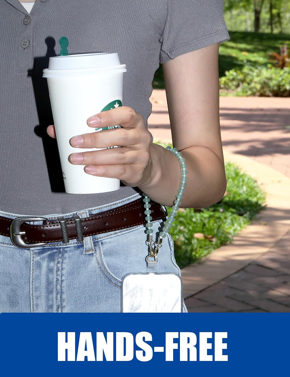 Handmade Natural Gemstone Crystal Beaded Charm Cell Phone Camera Lanyard, Hands-Free Wrist Strap, Phone Chain String, Keychain Decor for Walle (Blue Aventurine﻿)