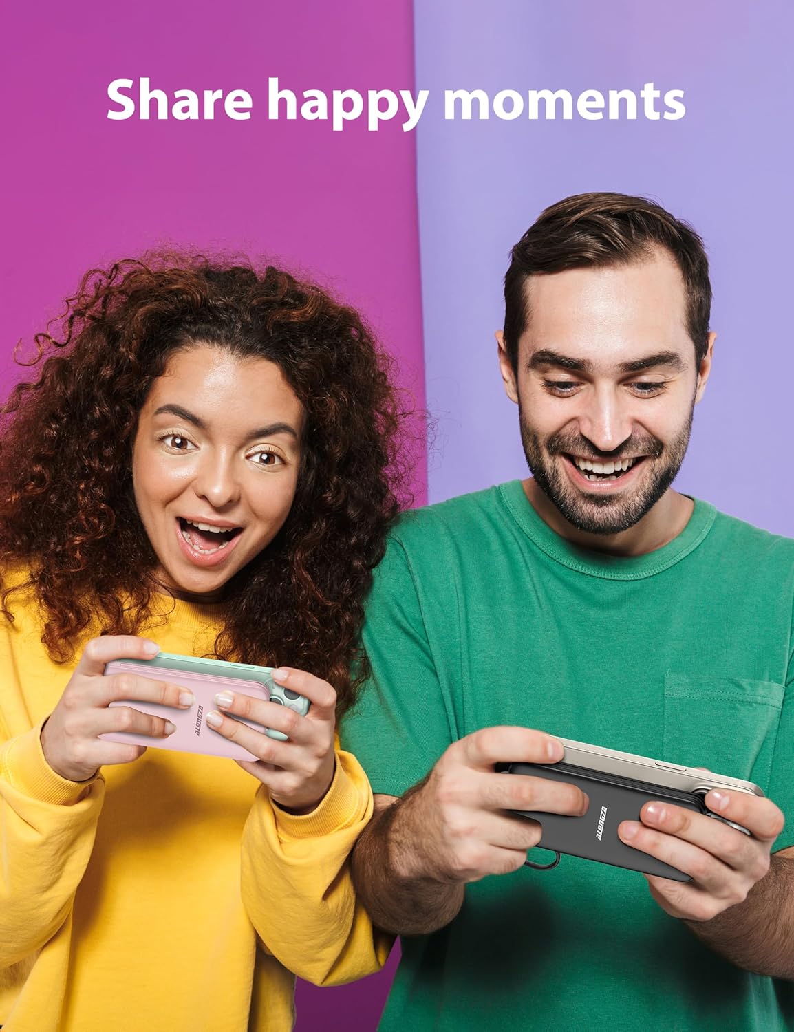 Alongza Portable Charger Built-in Cables and AC Wall Plug, Slim Fast Charging Power Bank 10000mAh, Lightweight USB C External Battery Pack Compact Travel Cell Phone Charger, 2 Pack Black & Pink