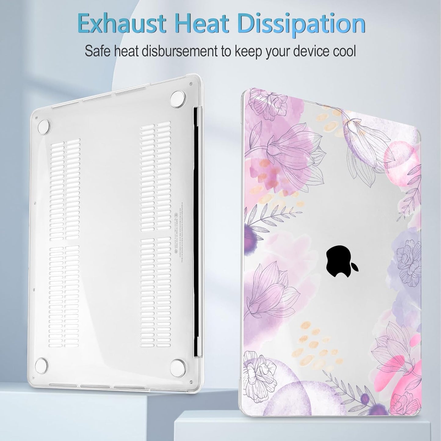 Mektron for MacBook Air 13 Case A1466/A1369 (2010-2017 Release), Snap-on Plastic Hard Shell Cover for MacBook Air 13.3 inch with Keyboard Cover,Floral S753