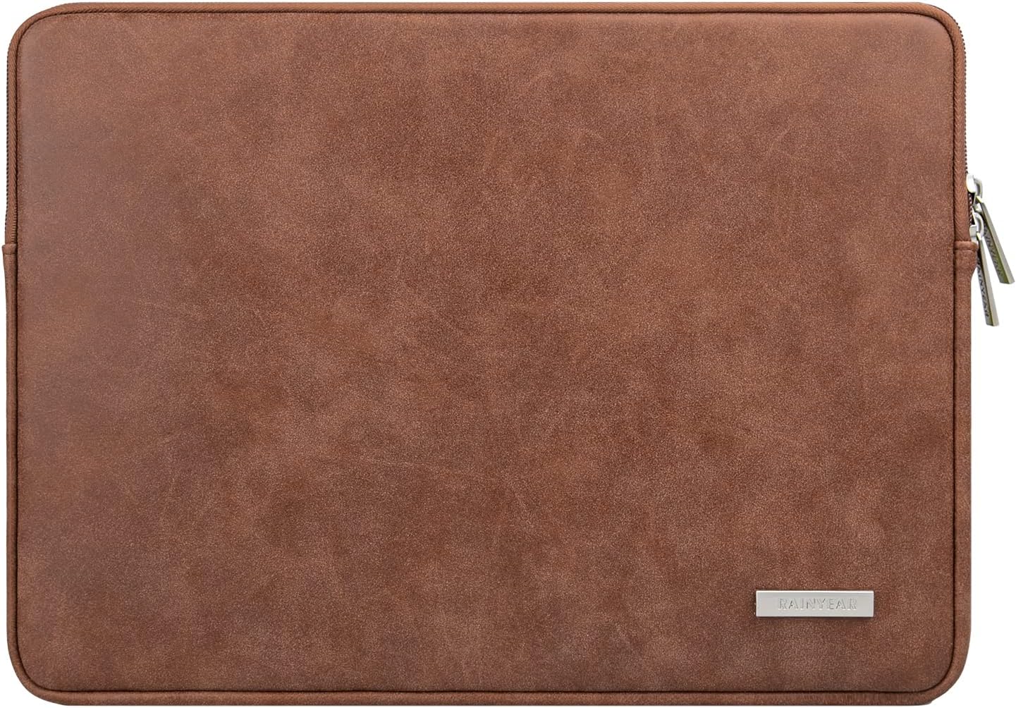 RAINYEAR 11 Inch Laptop Sleeve PU Suede Leather Case Protective Padded Cover Water Resistant Carrying Bag Compatible with 11.6 MacBook Air Surface Pro for 11" Notebook Tablet Chromebook(Brown)