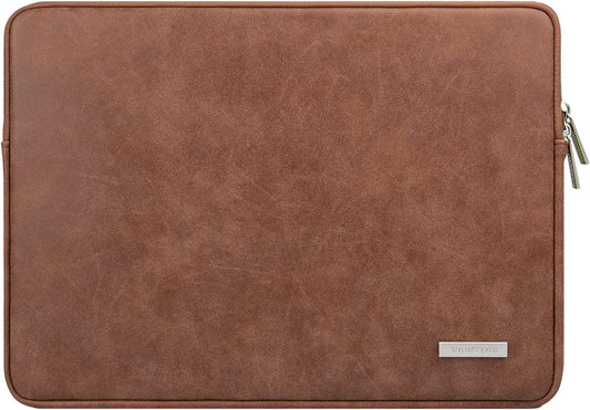 RAINYEAR 11 Inch Laptop Sleeve PU Suede Leather Case Protective Padded Cover Water Resistant Carrying Bag Compatible with 11.6 MacBook Air Surface Pro for 11" Notebook Tablet Chromebook(Brown)