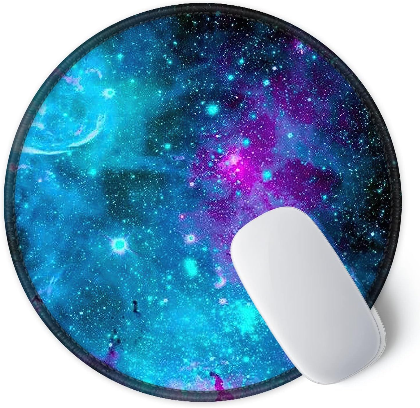 ITNRSIIET Round Mouse Pad with Stitched Edge Premium-Textured Waterproof Non-Slip Rubber Base Desktop Protection Mat Diameter 8.7 inches, Nebula Galaxy