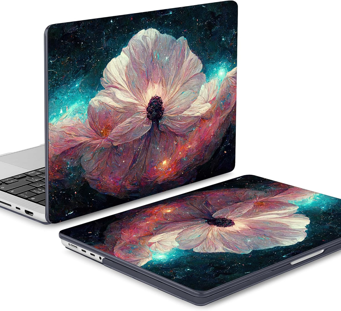 Mektron Case for MacBook Pro 16" M4 A3403 A3186 M3 A2991 M2 A2780 M1 A2485 (2021/2023/2024) Pro/Max with Touch ID, Hard Shell Plastic Laptop Cover Keyboard Cover Screen Protector, Galaxy Flower