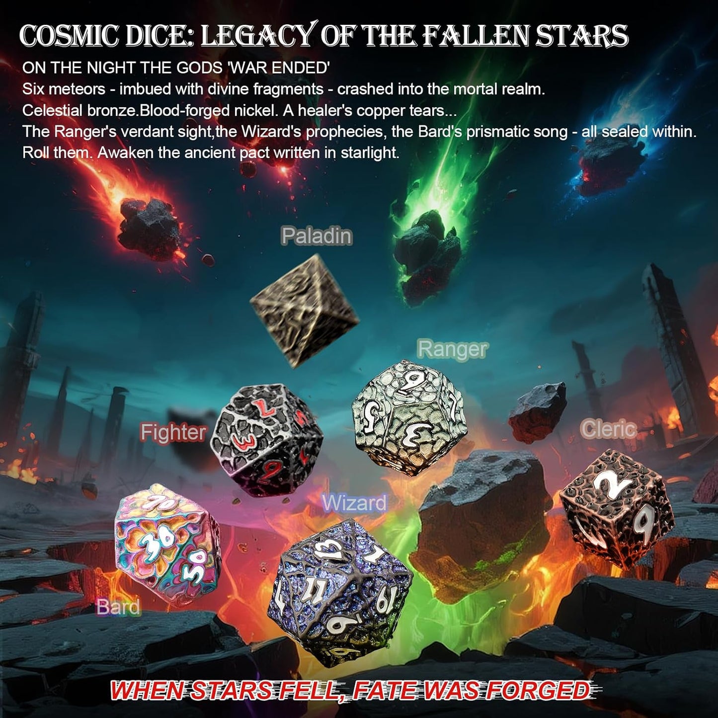 Haxtec DND Dice Set Polyhedral D&D Dice Compatible with Dungeons and Dragons Gift TTRPG Antique Iron Red Metal Dice