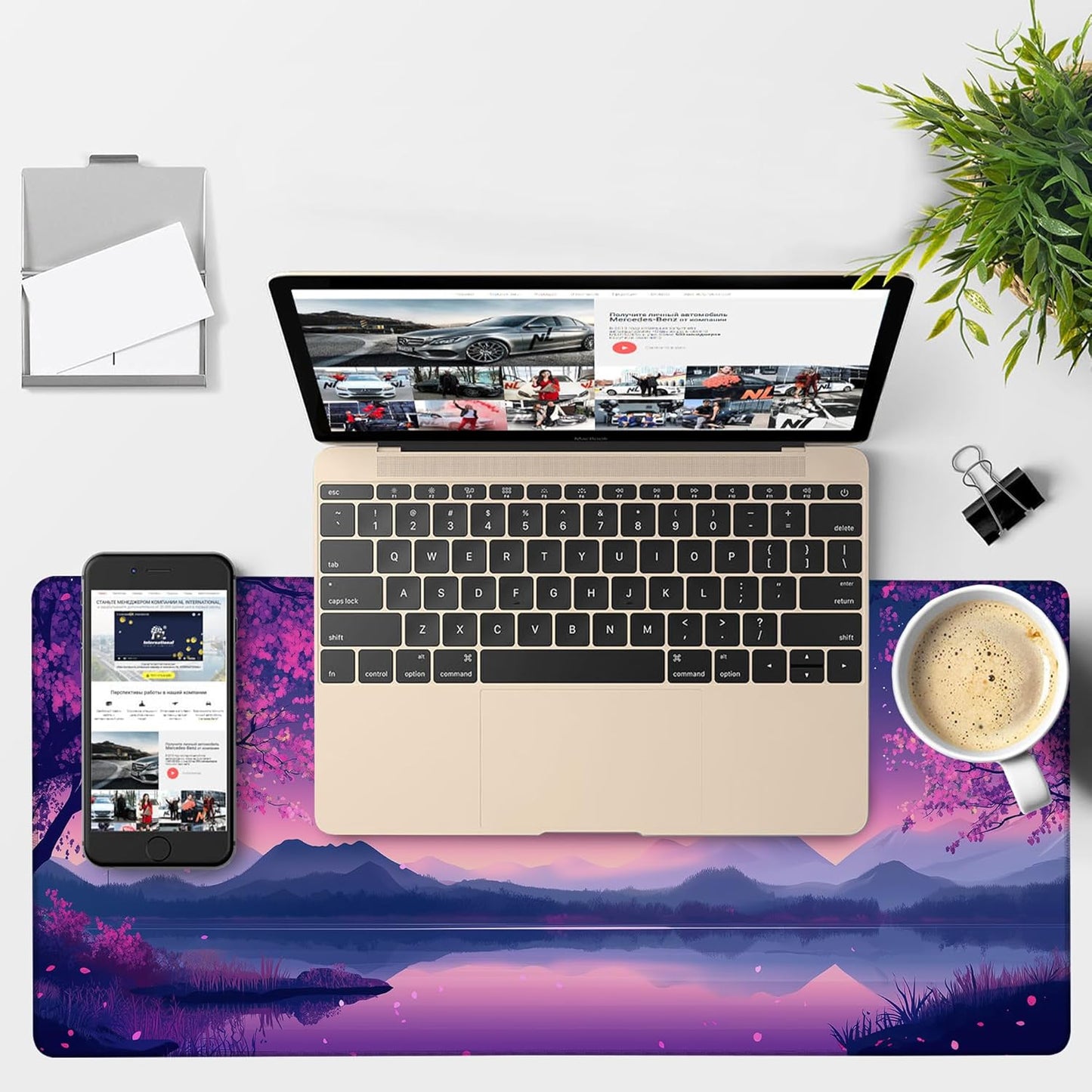 Gaming Desk Pad Large Extra Length Starry Sky Full Moon Mouse Pad Keyboard Laptop Non-Slip Waterproof with Rubber Base Thick Stitched Edge Mouse Mat for Office Home 35.4 x 15.7 Inches