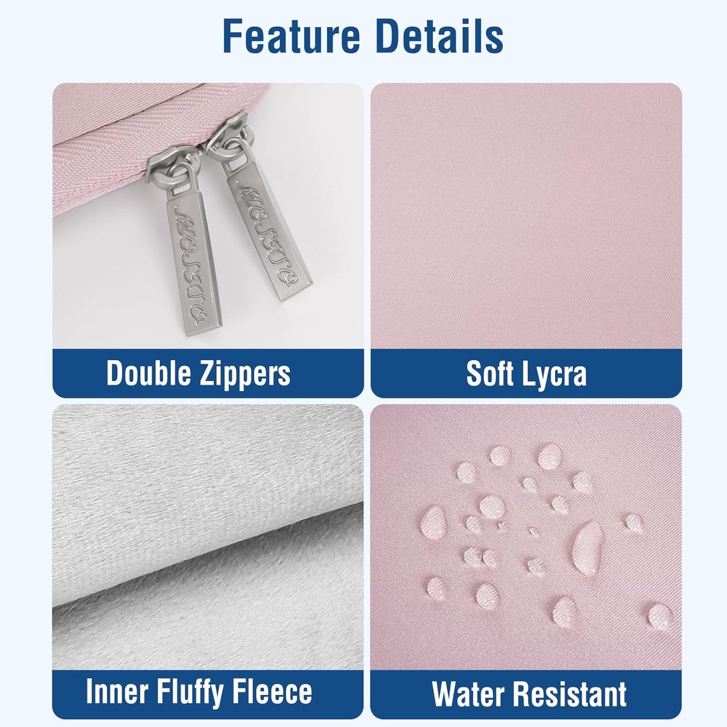 MOSISO Laptop Case 16 inch, 15-15.6 inch Laptop Sleeve Bag Compatible with MacBook Pro 16 inch, HP, Acer, Dell, Lenovo, ASUS Notebook, Neoprene Computer Sleeve Bag with Small Case, Baby Pink