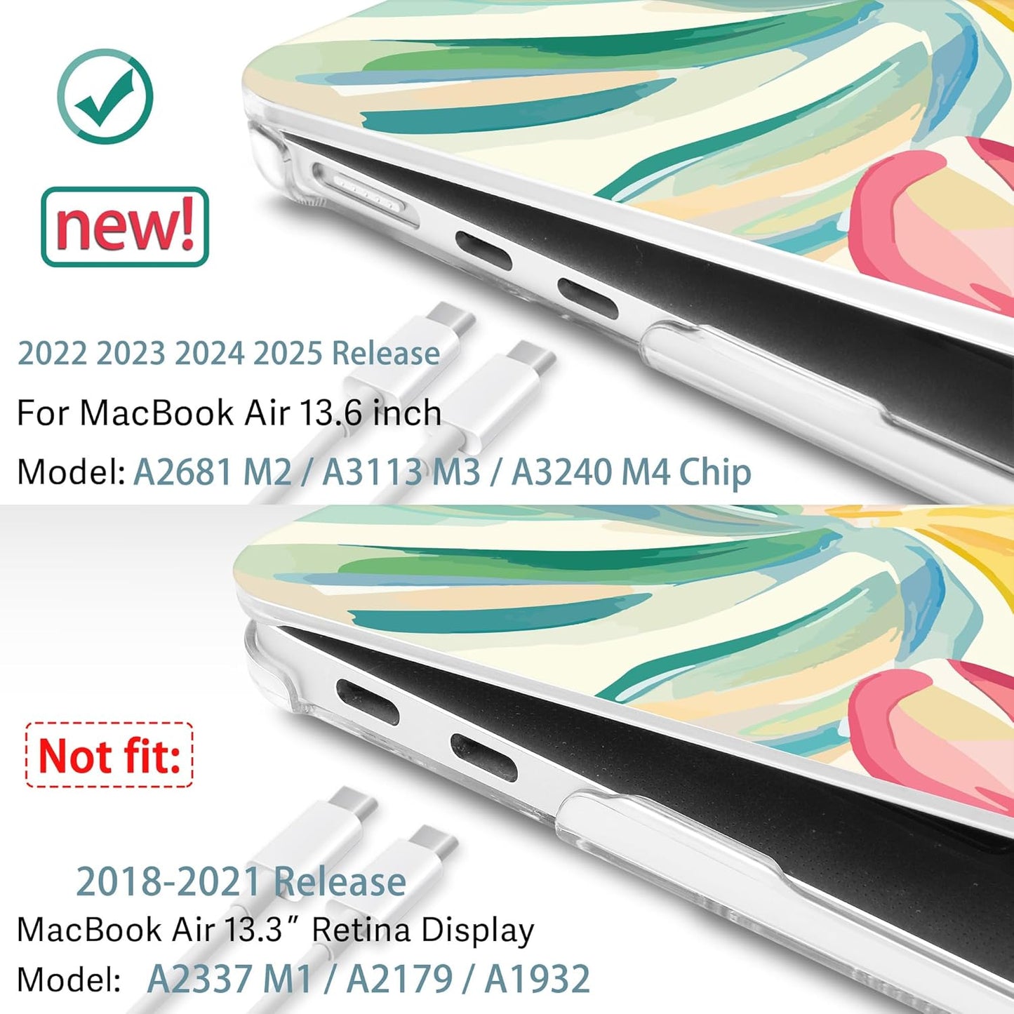 May Chen for MacBook Air 13.6 Inch Case 2025/2024/2023/2022 Release (Model A2681 A3113 A3240, M2 M3 M4 Chip) – Hard Shell Laptop Cover with Keyboard Cover & Screen Protector，Flower Blooming
