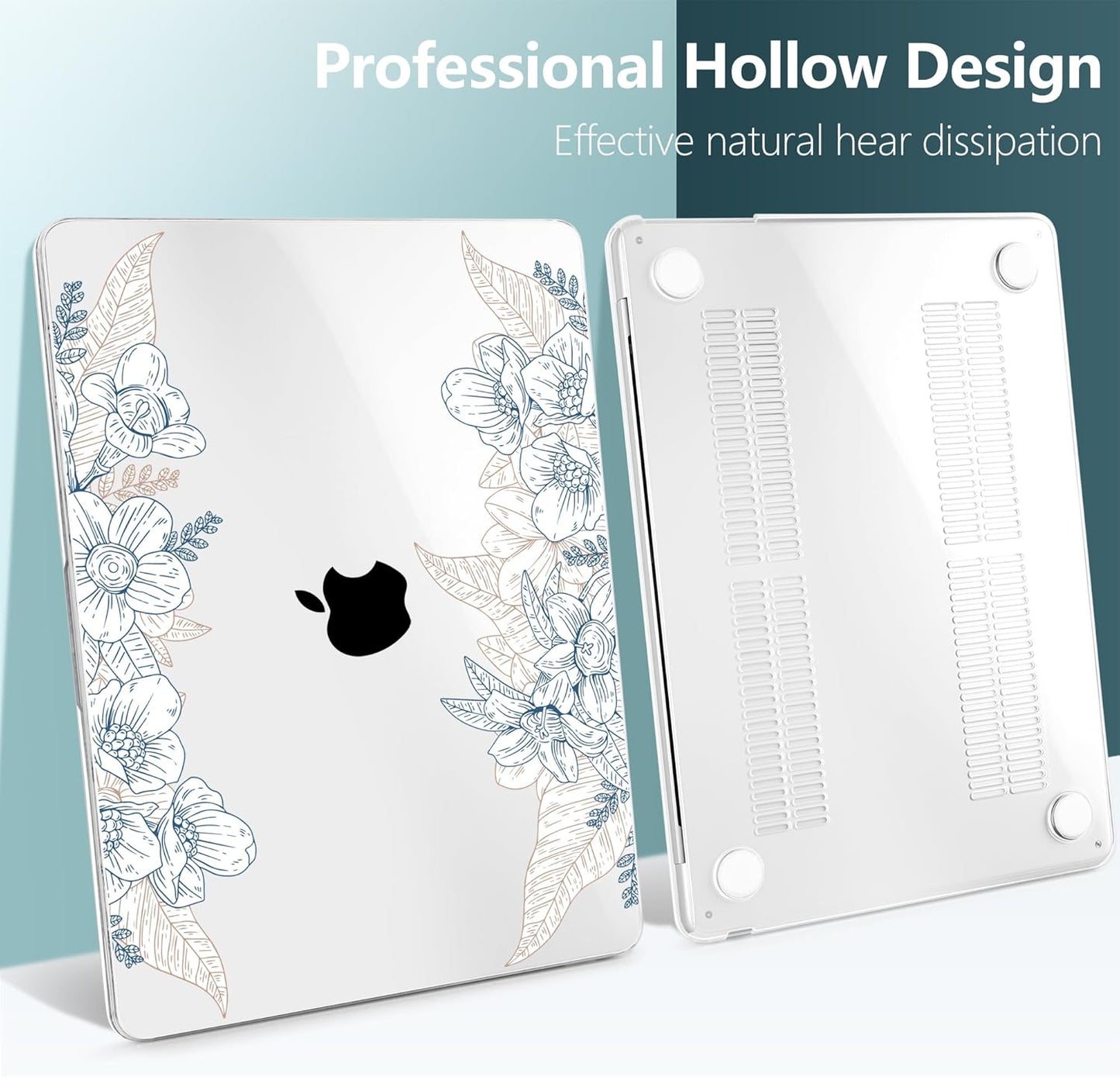 TWOLSKOO Compatible with M4 MacBook Air 13.6 inch Case 2025-2022 Release M4 A3240 M3 A3113 M2 A2681, Plastic Hard Shell & Keyboard Cover & Type C Adapter & Screen Protector, Engraved Sketch