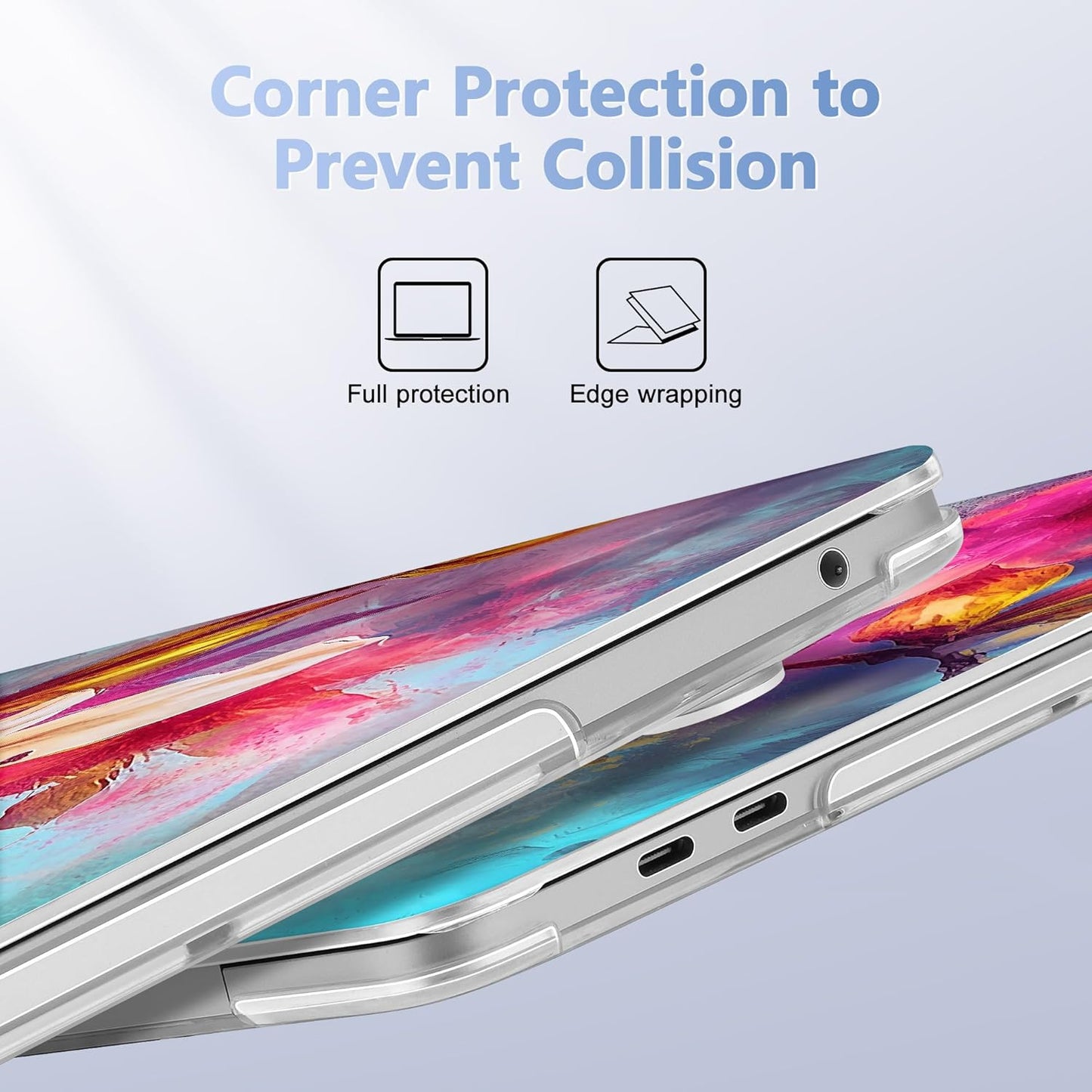 May Chen for New MacBook Pro 13 Case 2022 2020 Release (A2338 M1 M2/A2289/A2251), Plastic Crystal Hard Shell Case Cover with Keyboard Cover for MacBook Pro 13-inch Touch Bar, Watercolor Floral