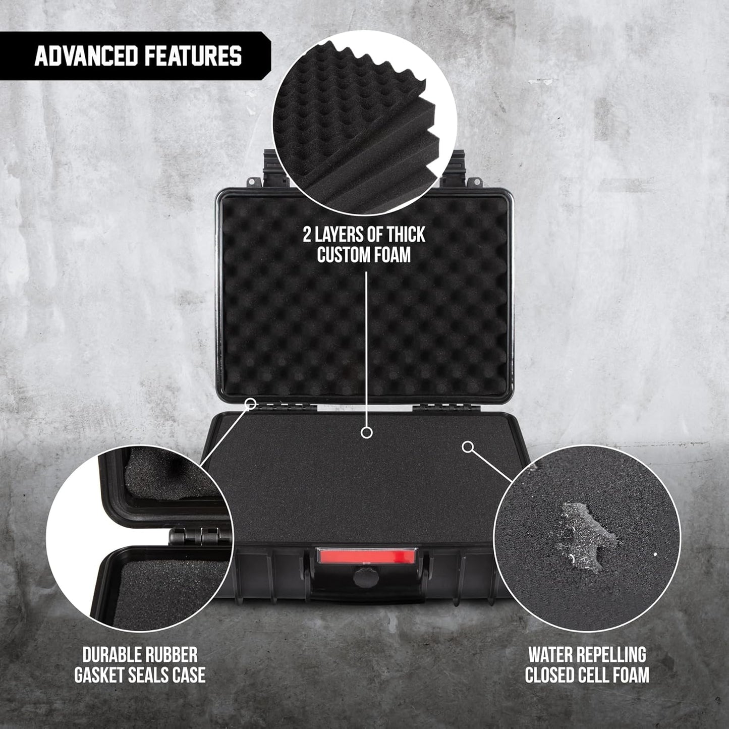 All Weather Hard Case 18 x 14 x 6” - TSA Approved Hard Shell Travel Case with Customizable Foam for Cameras, Lenses, Laptops, Electronics, Guns, Pistols and Other Gear