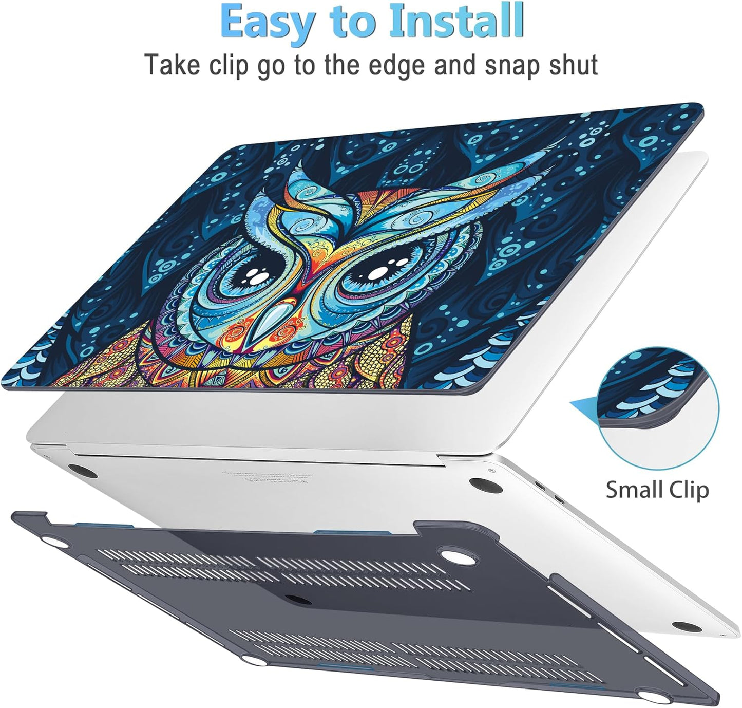 Mektron for MacBook Pro 13-inch Case 2022 2021 2020 Release A2338 M2 M1 A2289 A2251, Printing Plastic Hard Shell Cover with Keyboard Skin for MacBook Pro 13.3-inch Touch Bar Fits Touch ID, Cute Owl