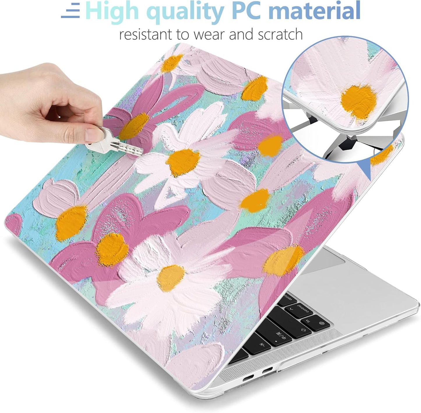 MEEgoodo Case for MacBook Pro 13 inch Case 2022 2021 2020 New A2338 M2/M1 A2251 A2289, Laptop Hard Shell with Keyboard & Camera Cover Compatible with 13 inch MacBook Pro, Art Plants Floral
