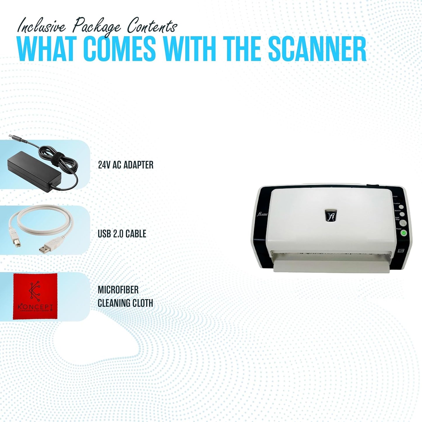 FI-6130 Fujitisu Document Scanner ADF - 1 Year Warranty - Duplex Sheet-Fed Document Scanner with 24V, USB 2.0 Cable & Microfiber Cleaning Cloth (Renewed)