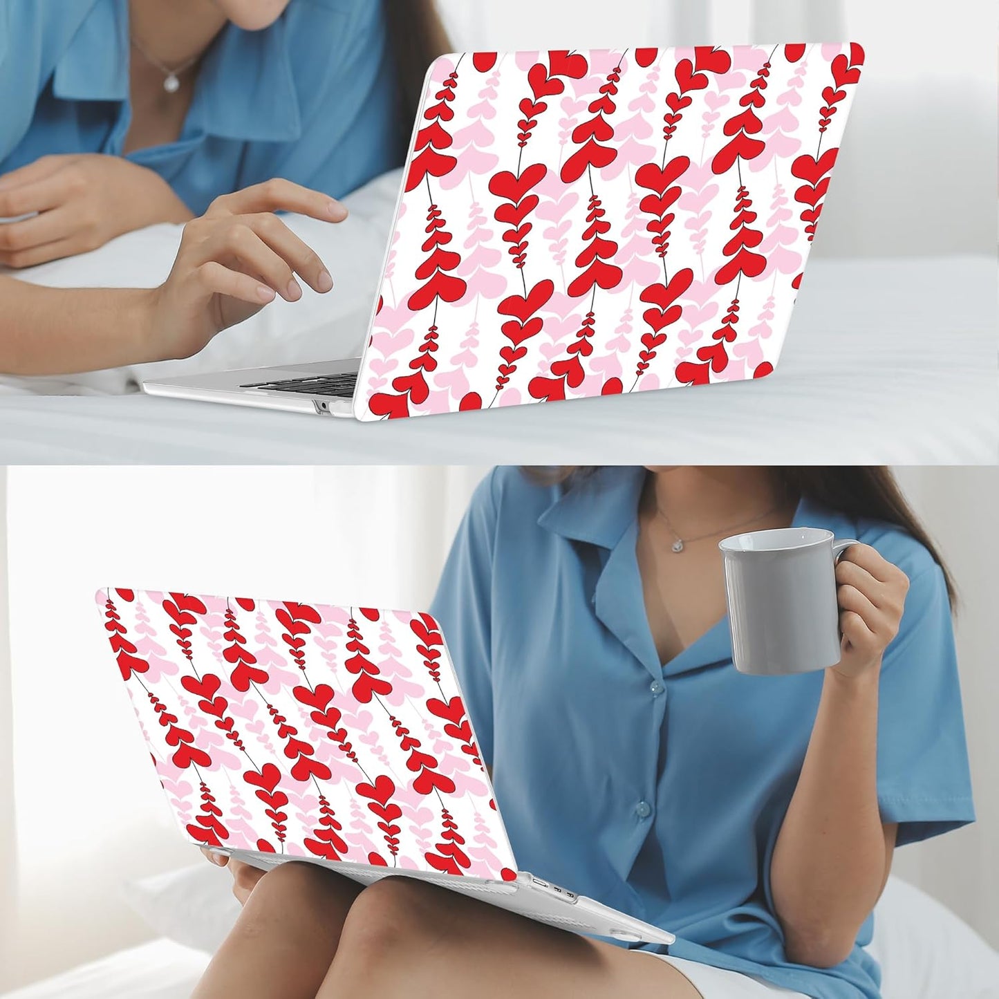 Mektron for 2025 M4 MacBook Air 13.6 Inch A3240 Case Fits 2023 A2681 M2 2024 A3113 M3 Chip with Liquid Retina Display Touch ID, Printed Plastic Hard Shell Cover for MacBook Air 13.6", Heart Wave