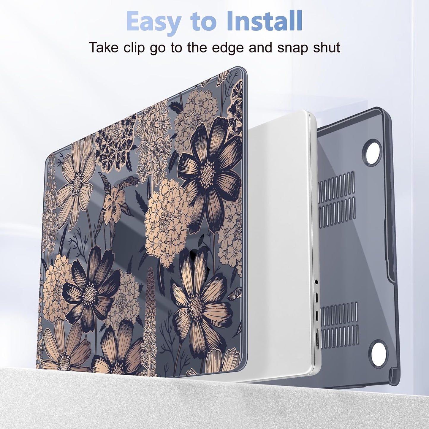 for MacBook Pro 16 inch Case 2021 2022 2023 2024 Release A3186 A3403 M4 A2991 M3 A2780 M2 A2485 M1 Pro/Max, Hard Shell Case with Screen Protector & Keyboard Cover, Spring Floral