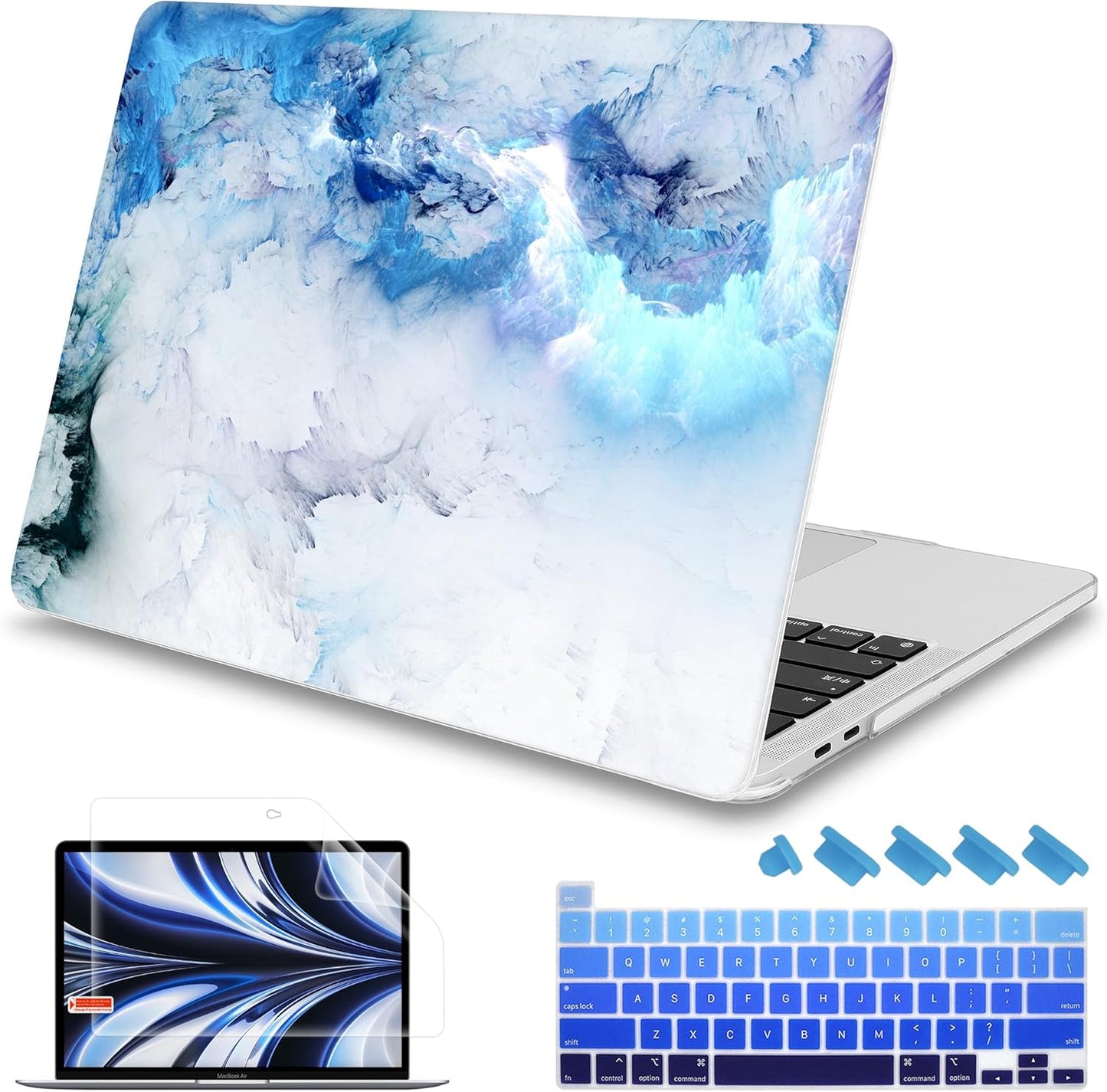 Mektron Case for MacBook Pro 16 inch A2141 (2020 2019 Release) with Touch bar & Touch ID, Ultra Thin Clear Hard Laptop Cover Keyboard Skin Screen Protector, Cloud & Lightning