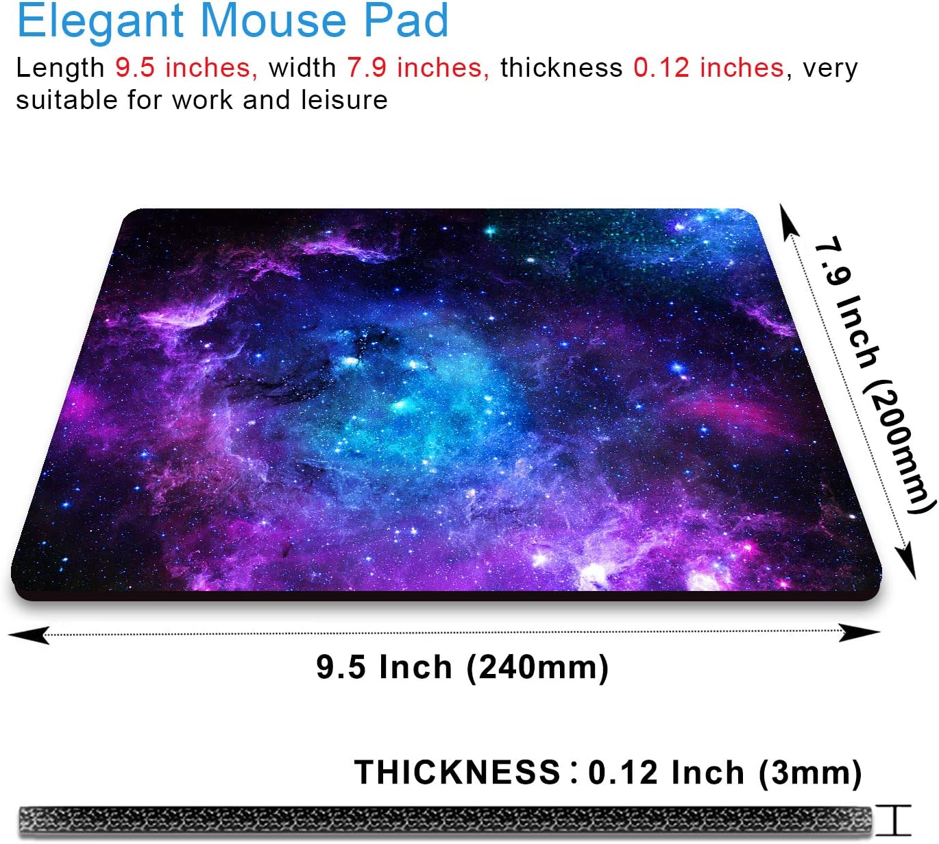 IMAYONDIA Square Mouse Pad,Blue Purple Galaxy Nebula Universe Outer Space Mousepad, Anti-Slip Rubber Base Mouse Pad for Office Laptop Computer PC Men Women, Small Mouse Mat, 9.5 x 7.9 Inch
