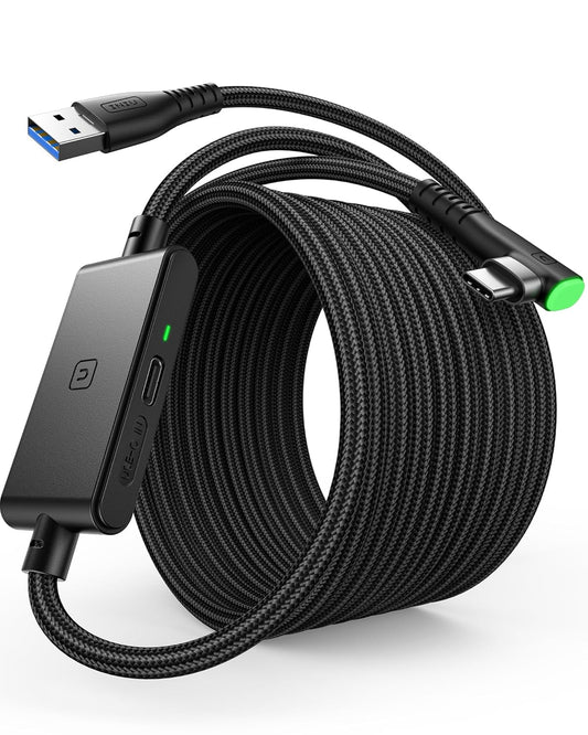 INIU Link Cable 16ft with Charging Port, VR Cable for Meta Oculus Quest 3s Quest 3 2 Pro, Pico 4, PC VR, Steam VR, High Speed USB 3.0 Data Transfer USB C Cable, Charger Cord for VR Headset Accessories