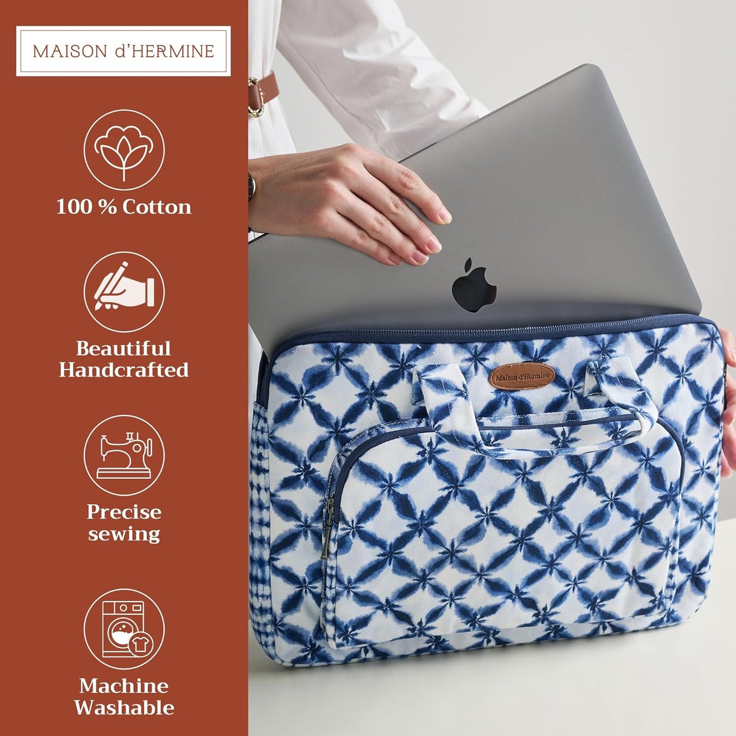 Maison d'Hermine Laptop bag with front pocket Stain and water repellent Cotton canvas