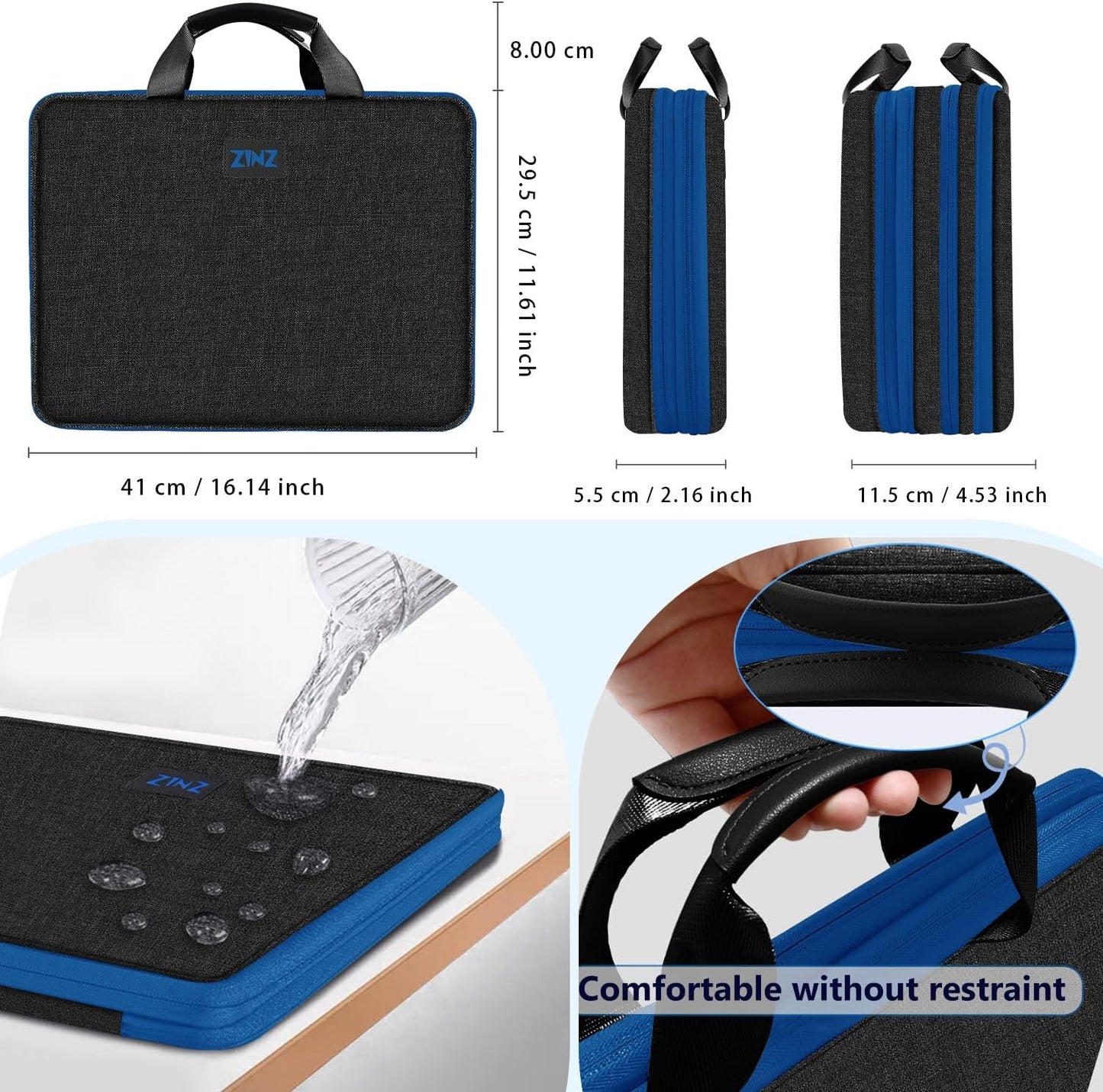 ZINZ Slim Expandable Laptop Case 15.6 Inch Sleeve Upgraded Protective Durable Recycled Carrying Case Compatible with MacBook 15" & 16" and Most 15" 15.6" 16" Notebook,B01K03