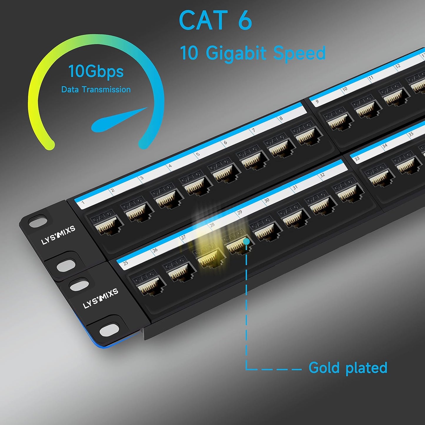 Cat6 Patch Panel 48 Port with Keystone, RJ45 Network Panel 19 Inch, Punch Down Keystone Ethernet Patch Panel with Back Bar