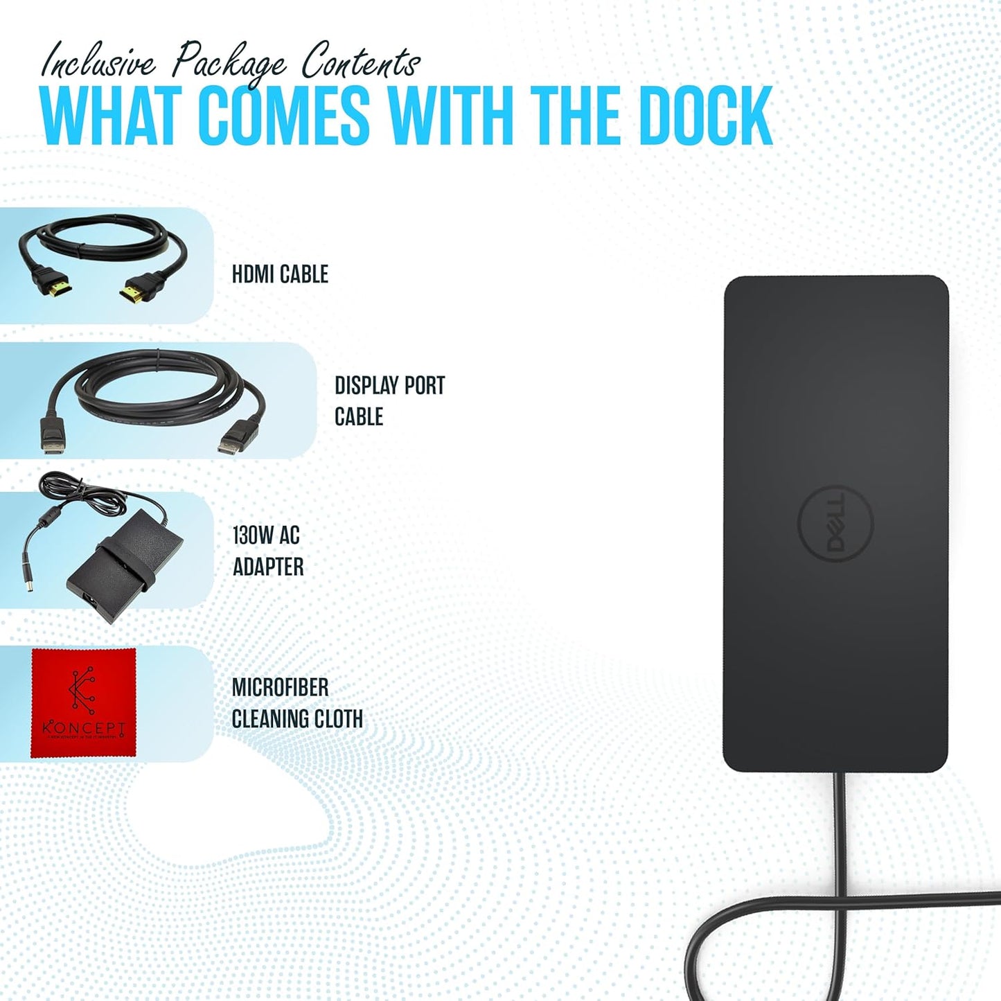 UD22 Dell Universal Docking Station USB-C/USB-A Supports Dual/Triple & 4 Monitors – Dock with 130W, HDMI, DisplayPort Cables & Cleaning Cloth – 4K Display Support