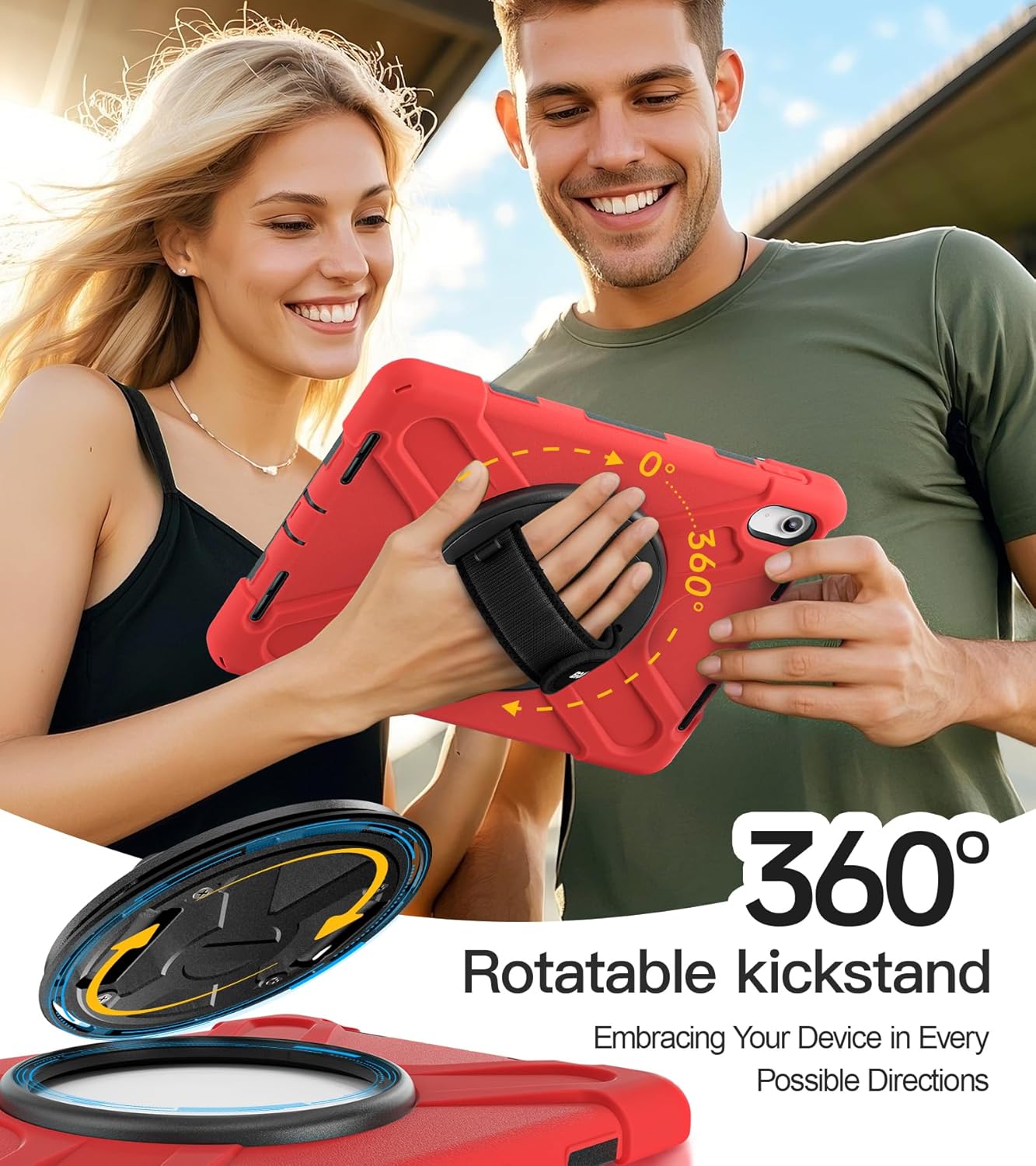 BRAECN for iPad (A16) 11th/10th Generation case 11/10.9 inch 2025/2022 Heavy Duty Shockproof Protective with Pencil Holder Screen Protector 360°Rotating Stand Handle & Shoulder Strap Full Body Cover