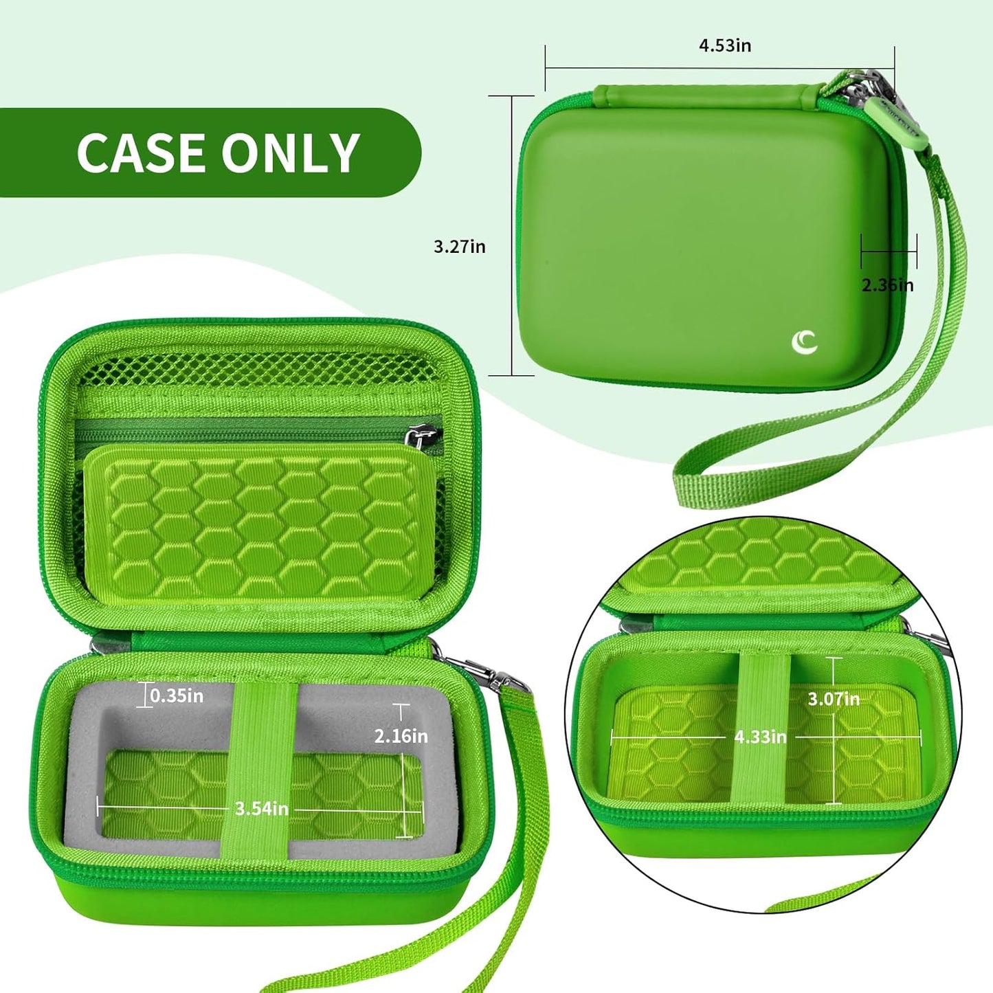 Carrying & Protective Case for Digital Camera, AbergBest 21 Mega Pixels 2.7" LCD Rechargeable HD/Kodak Pixpro/Canon PowerShot ELPH 180/190 / Sony DSCW800 / DSCW830 Cameras for Travel - Grass Green