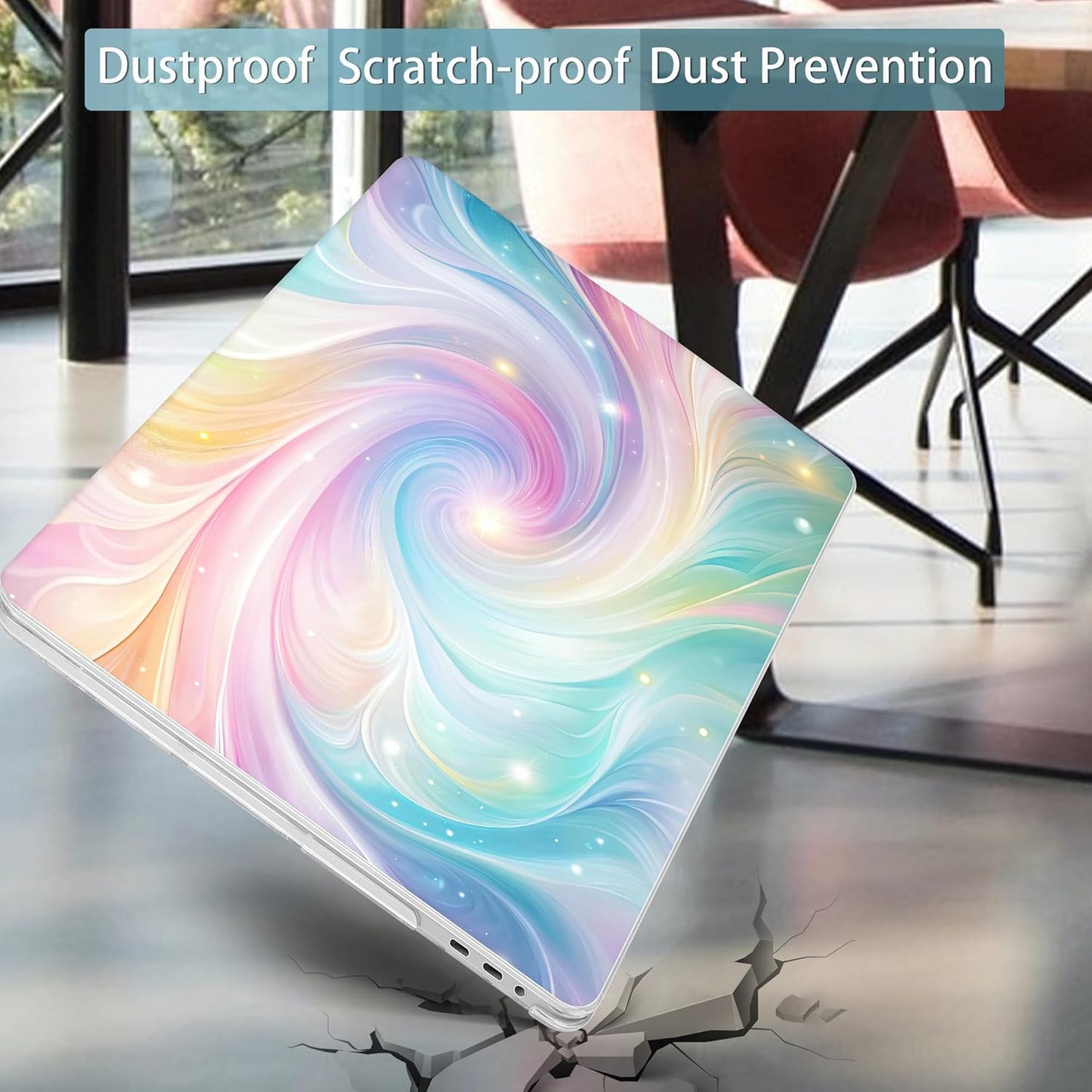 Mektron Case for MacBook Pro 16 Inch A2141 Cover 2019 Release 16" with Liquid Retina Display/Touch ID, Plastic Hard Shell with Keyboard Skin & Screen Protector & Dust Plug, Colors Swirls