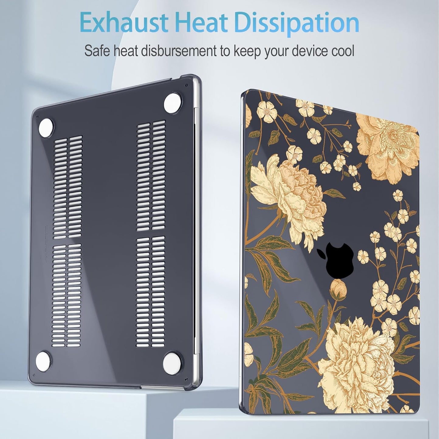 Mektron for 2025 M4 MacBook Air 13.6 Inch A3240 Case Fits 2023 A2681 M2 2024 A3113 M3 Chip with Liquid Retina Display, Printed Plastic Hard Shell Cover for MacBook Air 13.6", Peony Flowers C186