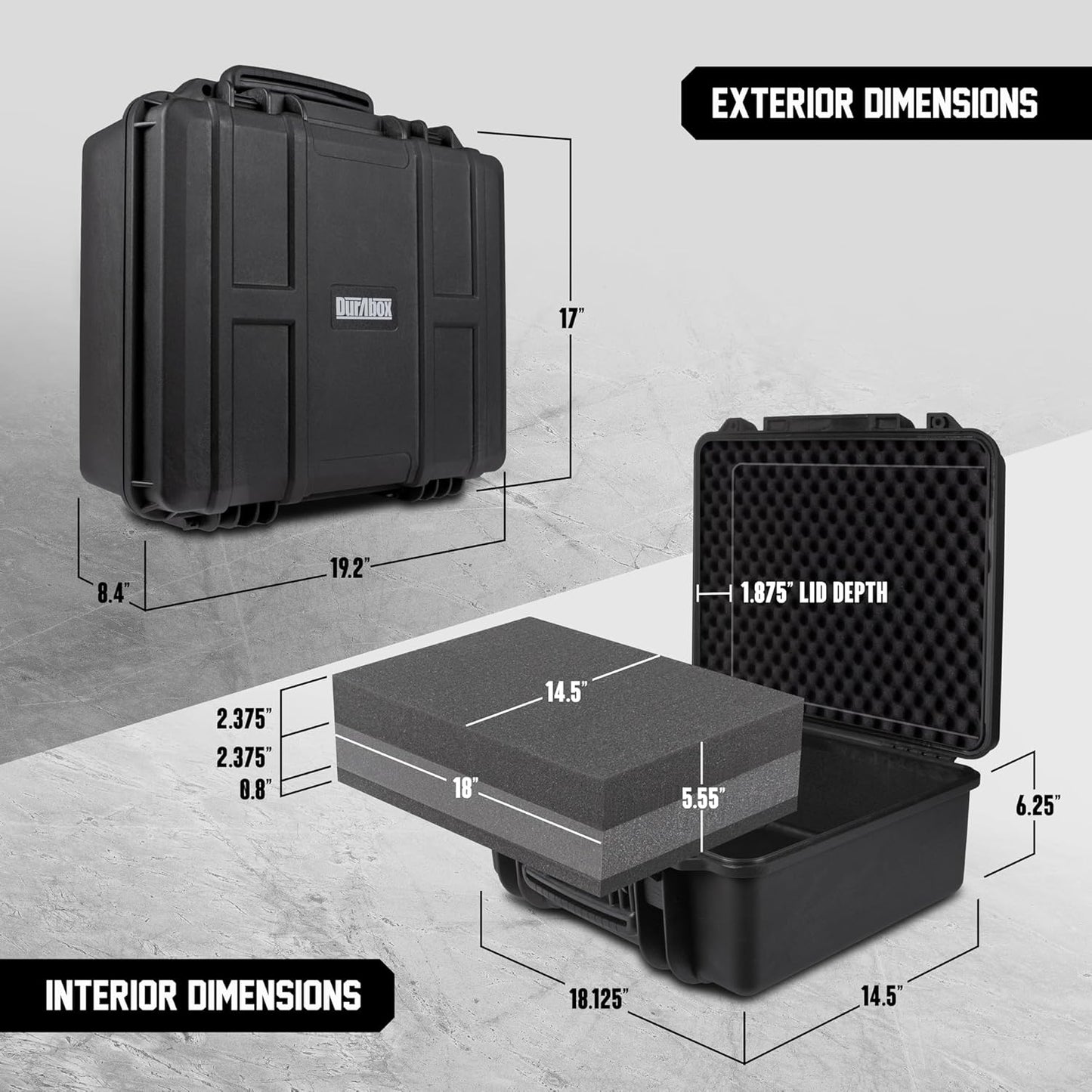 All Weather Hard Case 19 x 17 x 8” - TSA Approved Hard Shell Travel Case with Customizable Foam for Cameras, Lenses, Laptops, Electronics, Guns, Pistols and Other Gear