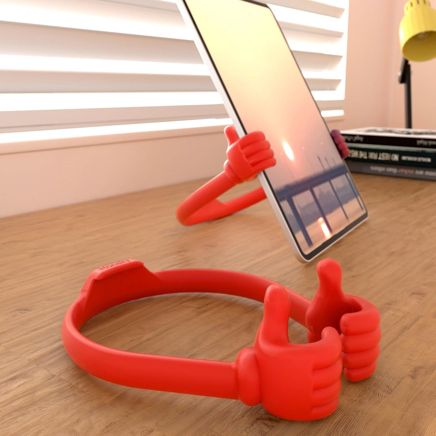 Honsky Cell Phone Stand Holder 2-Pack,Thumbs Up Lazy Phone Stand,Universal Adjustable Flexible Dock for All Phones & Tablets,Cute Stocking Stuffer Gift for Teen Girls,Red