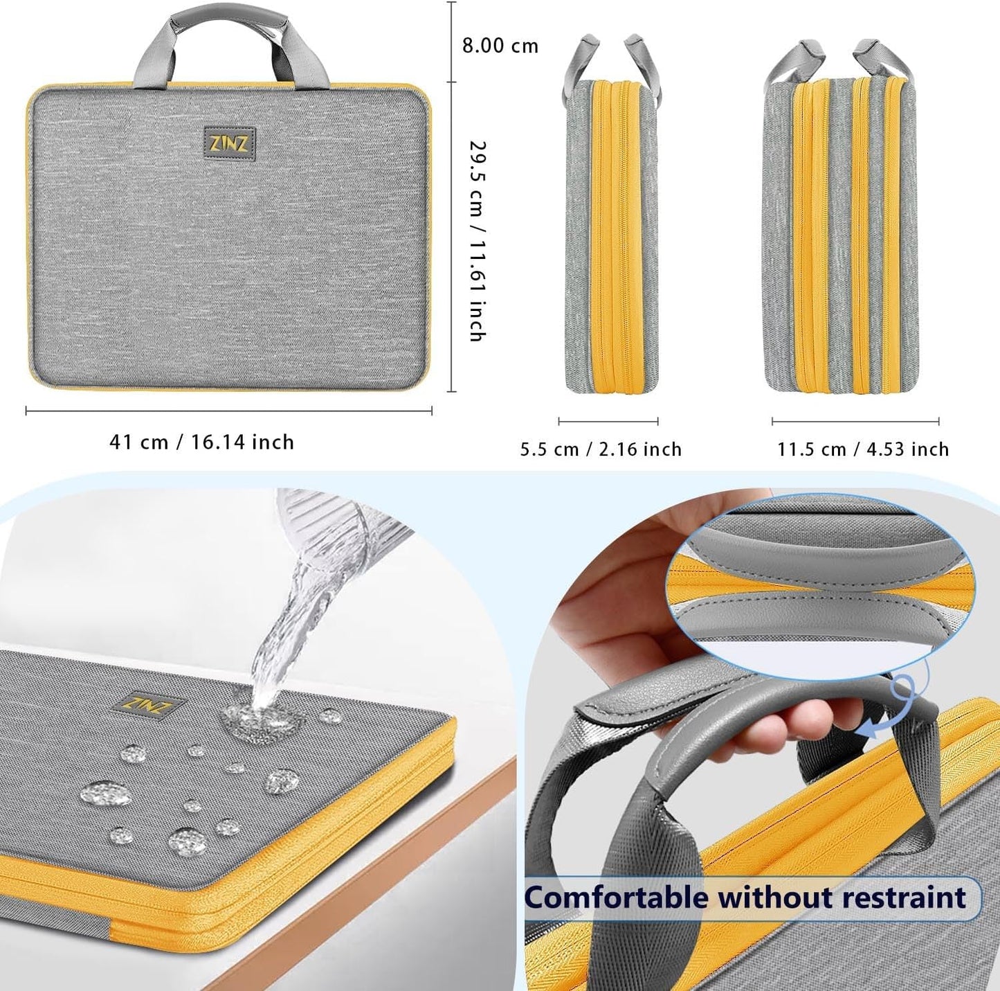 ZINZ Laptop Case Computer Sleeve Briefcase with Multi-pockets for 11.6 12.9 13 13.3 14 15 15.6 16 inch Notebooks