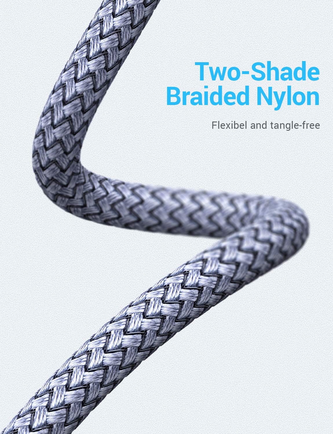 AINOPE 2 Pack USB Extensions Cable High Speed USB 3.0 Extension Cord Type A Male to Female Sturdy Braided Material Fast Data Transfer Compatible with USB Keyboard,Mouse,Flash Drive,Grey,3.3FT+6.6FT