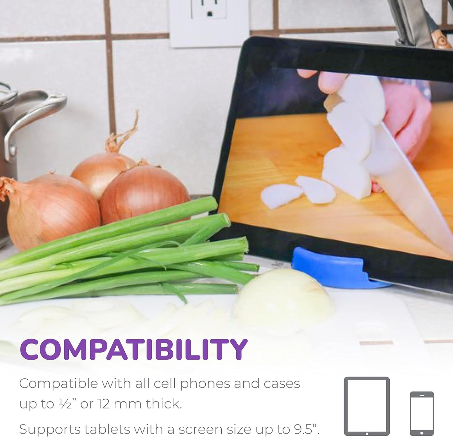 GoDonut – Phone Stand Original – Cell Phone Holder + Tablet Stand Desk Organizer – Compatible with Tablet, iPhone 16 15 14 Pro Max, Android & Most Smartphones - Purple