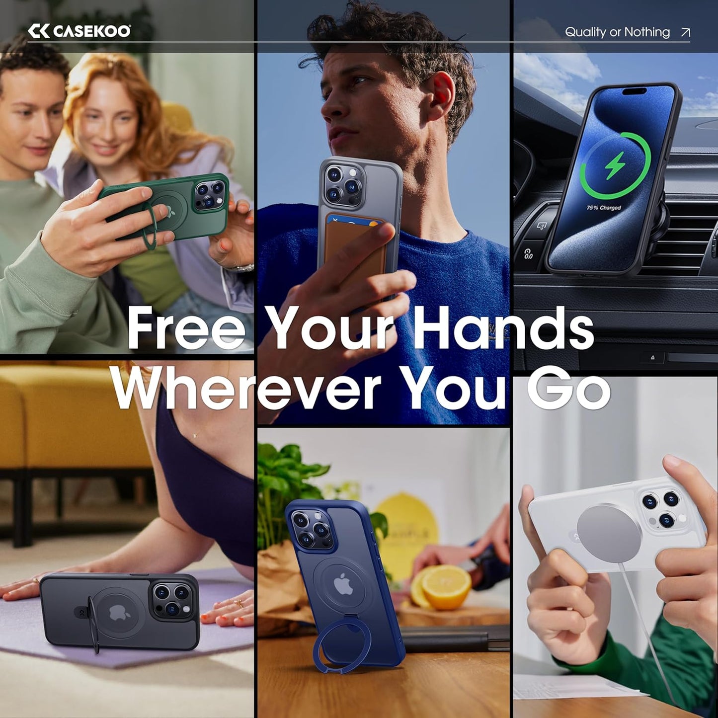 CASEKOO Designed for iPhone 15 Pro Max Case with Magnetic Invisible Stand [Military Drop Protection] [Compatible with MagSafe] Shockproof Slim Translucent Matte Promax Case 6.7 Inch, Blue