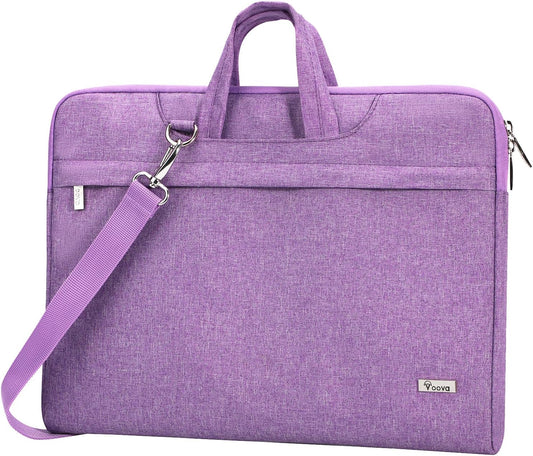 Voova Laptop Bag 17 17.3 Inch Water-resistant Laptop Sleeve Case with Shoulder Straps & Handle, Computer Case Cover Slim Briefcase Compatible with 17-18” Hp Dell Asus Acer, Lavender