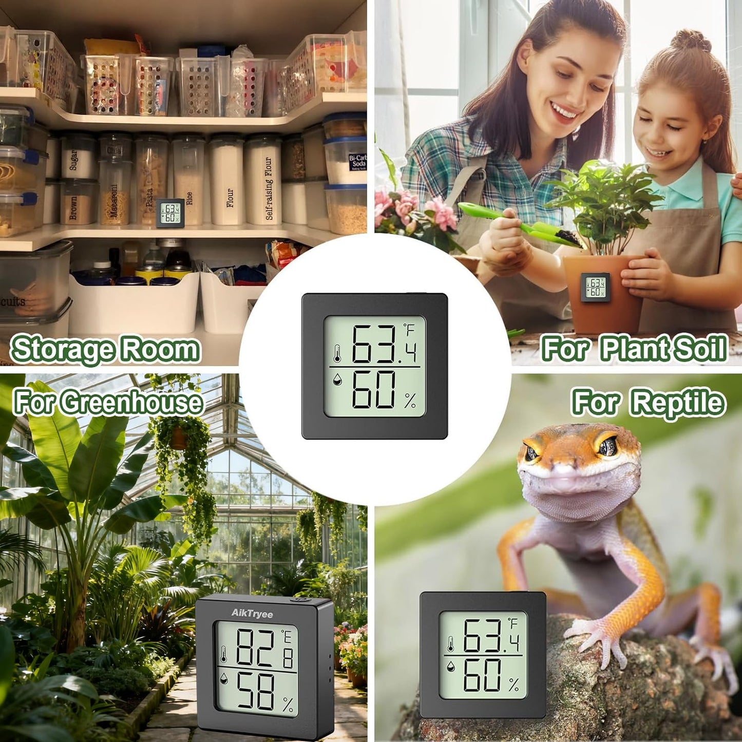 2 Pcs Digital Hygrometer Indoor Thermometer Humidity Meter Room Thermometer with Temperature and Humidity Monitor Mini Hygrometer Thermometers ℉/℃ for Greenhouse Cellar by QPEUIM