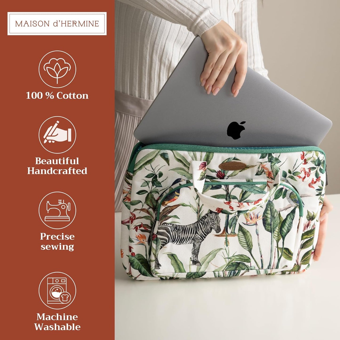 Maison d'Hermine Laptop bag with front pocket Stain and water repellent Cotton canvas